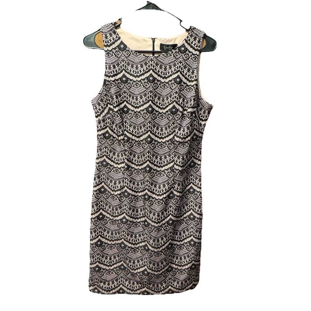 Jessica Simpson‎ Lace Dress Sleeveless Party Cocktail Black Beige Size 6